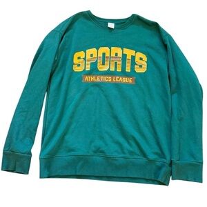 Wonder Nation Green Crew Neck Sweatshirt with Bold Sports Print
